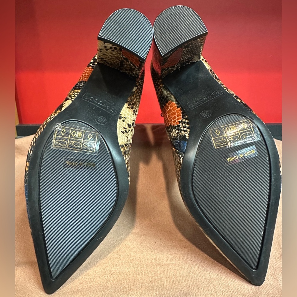 Bamboo Faux Snake Embossed Ankle Booties Tan/Multi Women’s Size 7.5 NWT & Box - Picture 8 of 11